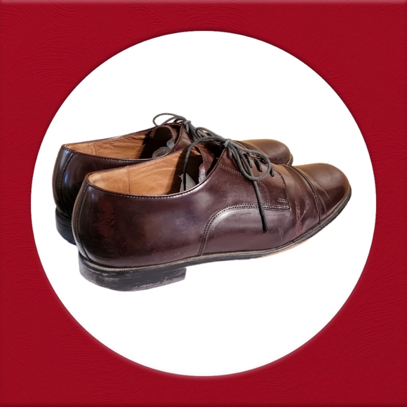 Men Vintage Leather Burgundy Cap Toe Oxfords By Bostonian Size 11.5M - Picture 7 of 11